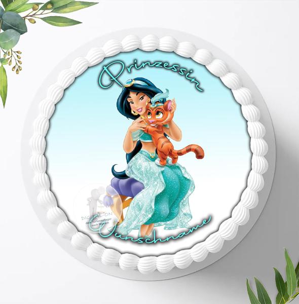 Prinzessin Jasmine mit Wunschname, Tortenaufleger Ø 20cm, 0304z